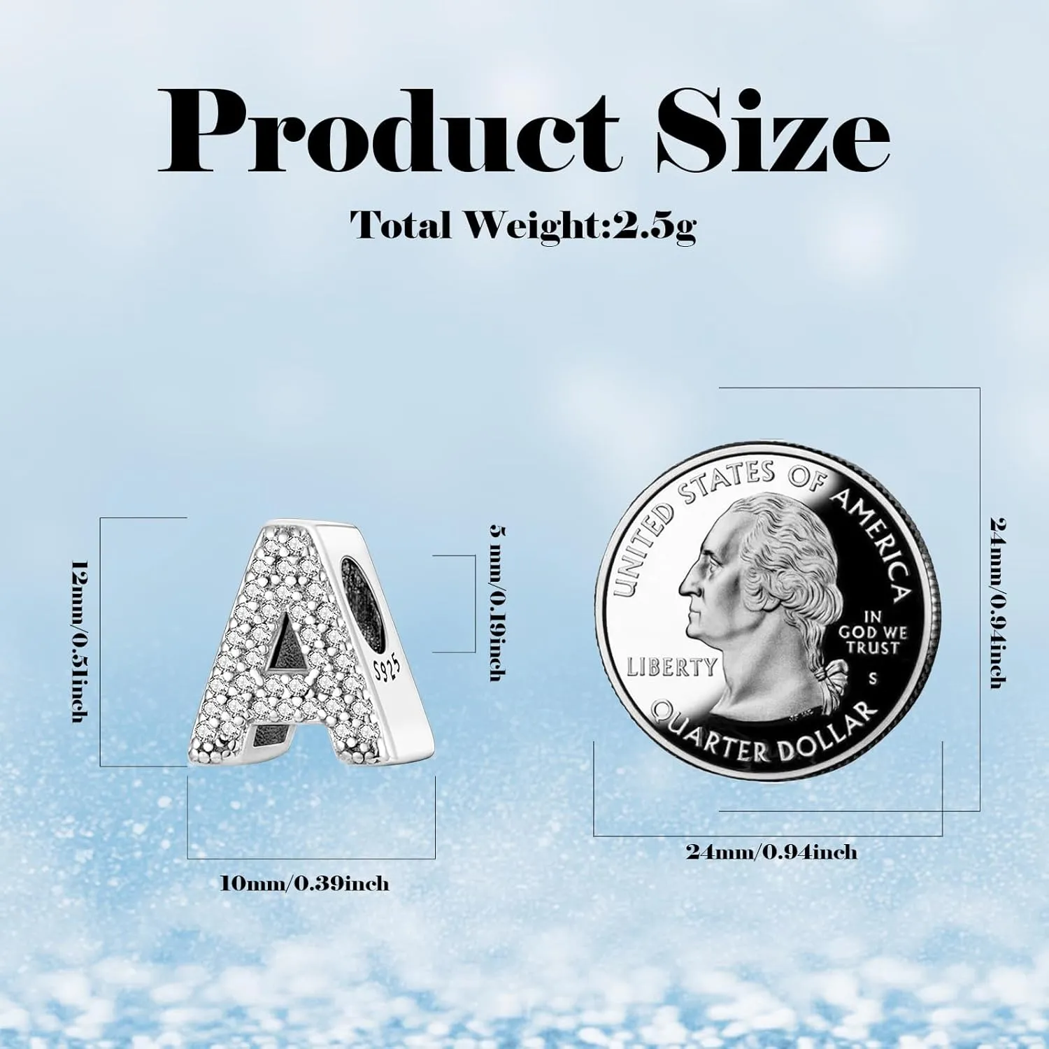 Letter Charms with Cubic Zirconia 925 Sterling Silver Initial Charms for Bracelets and Necklace Alphabet Charms for Women Girls Birthday Charms