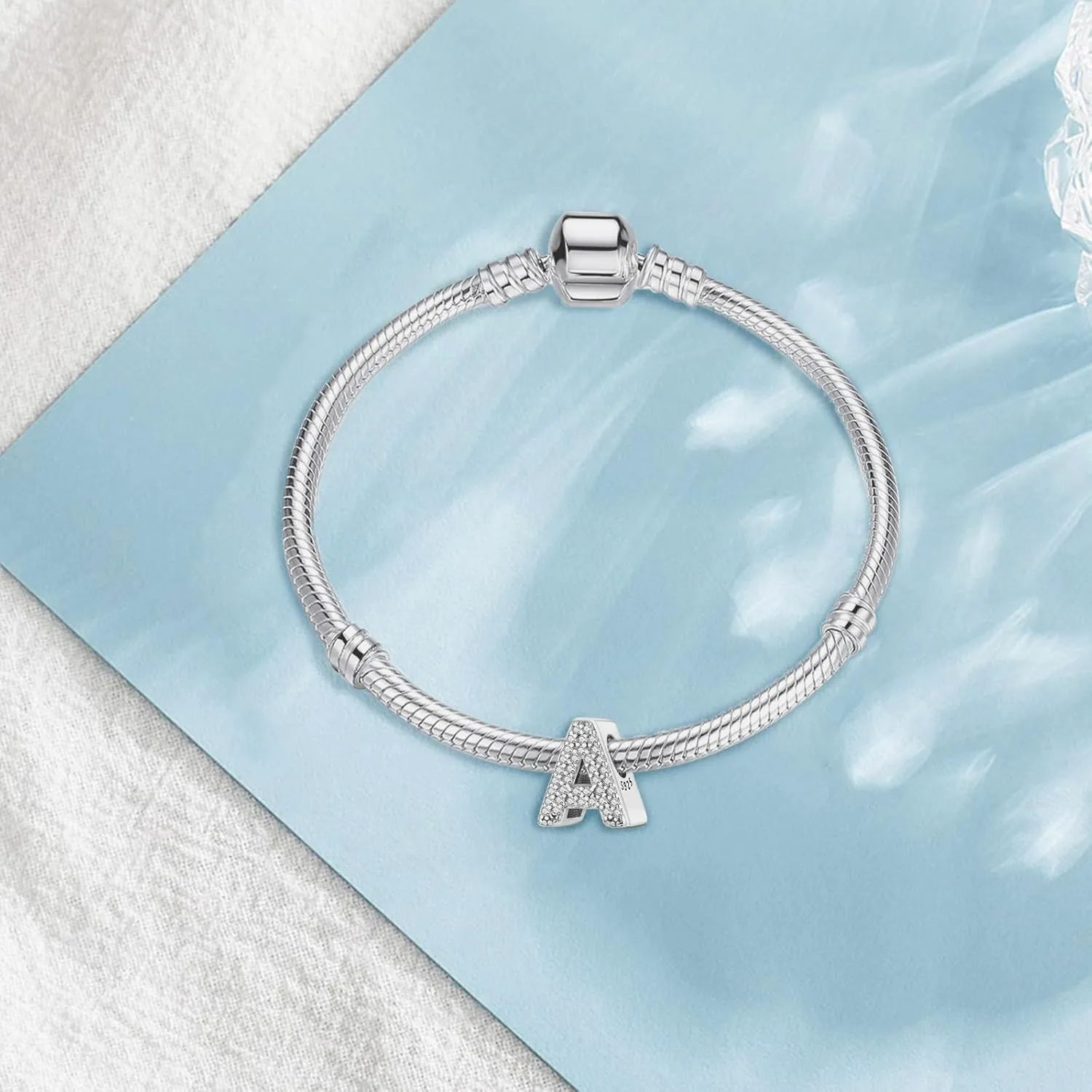 Letter Charms with Cubic Zirconia 925 Sterling Silver Initial Charms for Bracelets and Necklace Alphabet Charms for Women Girls Birthday Charms