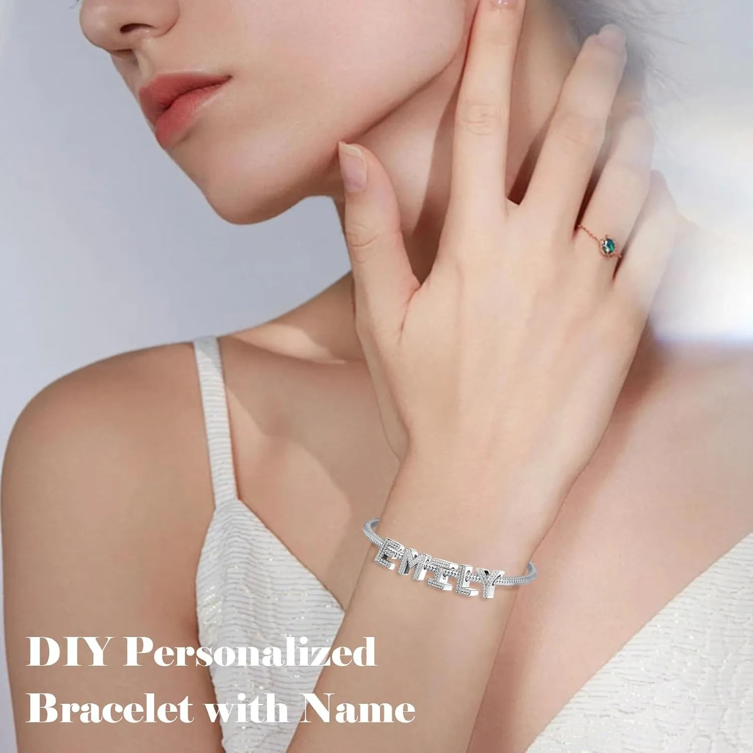 Letter Charms with Cubic Zirconia 925 Sterling Silver Initial Charms for Bracelets and Necklace Alphabet Charms for Women Girls Birthday Charms