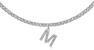 Letter Necklace 14k Gold Plated Tennis Chain Initial Choker Bling Iced CZ Diamond Necklace for Women