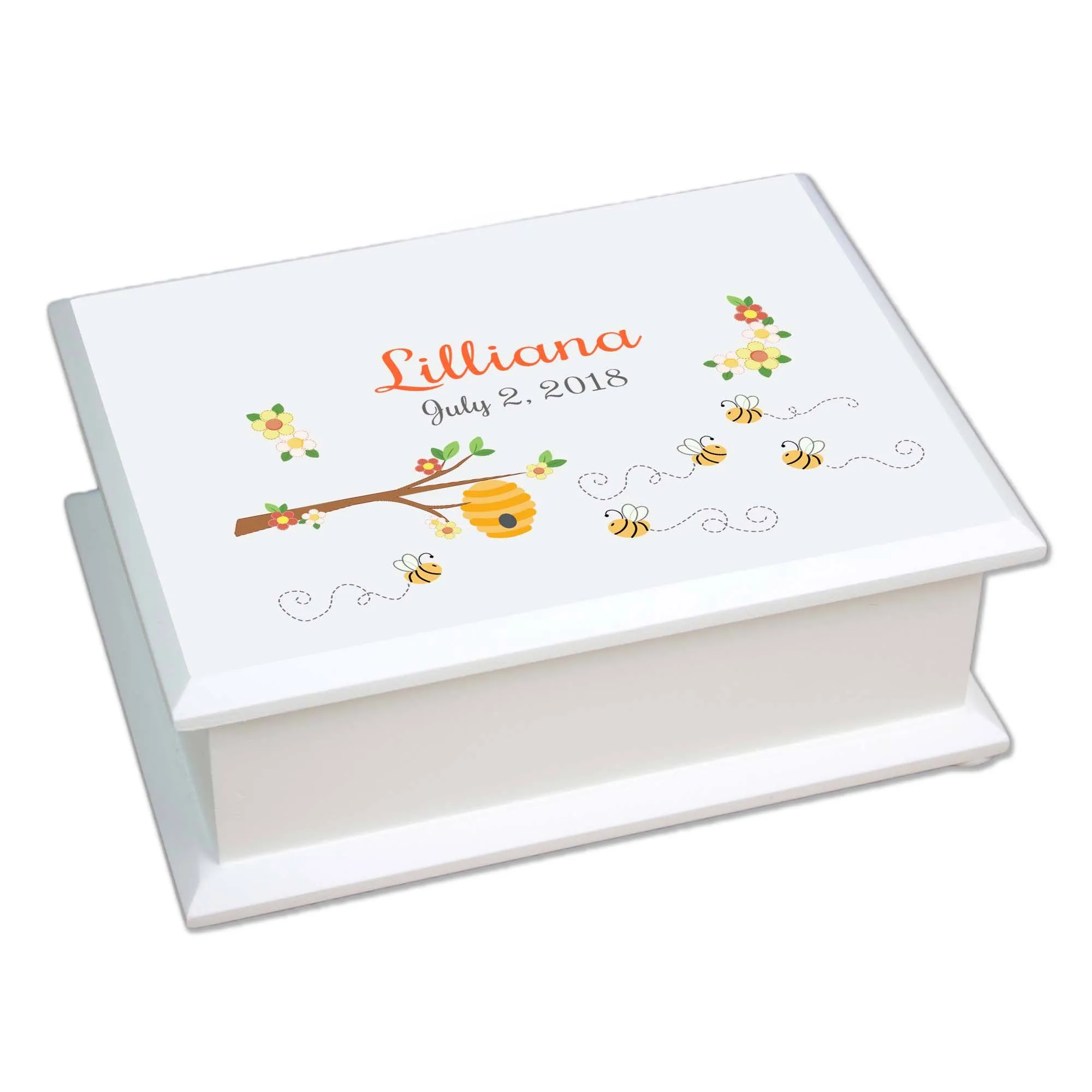 Lift Top Jewelry Box - Honey Bees