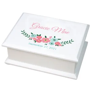 Lift Top Jewelry Box - Teal Spring Floral