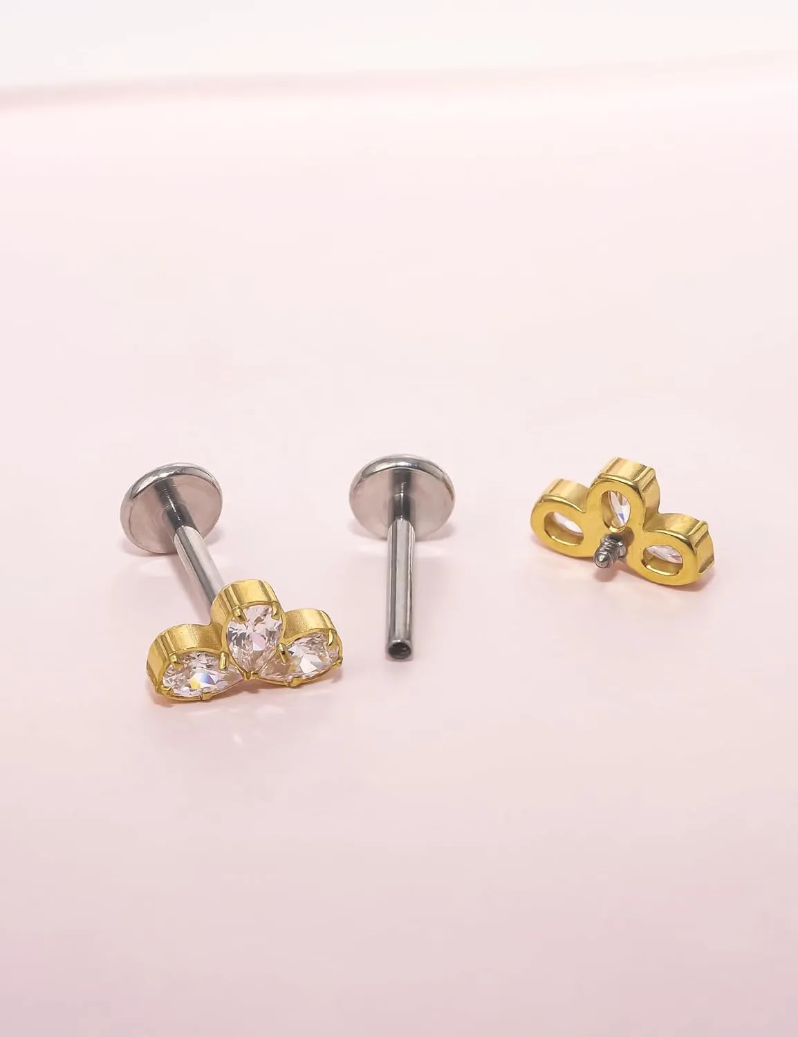 limerencia 18g Titanium Internally Threaded Piercing Jewelry 2PCS Nose Studs Flat Back Earrings Tragus, Helix, Cartilage, Conch, Labret Piercing for Women Men Sensitive Ears