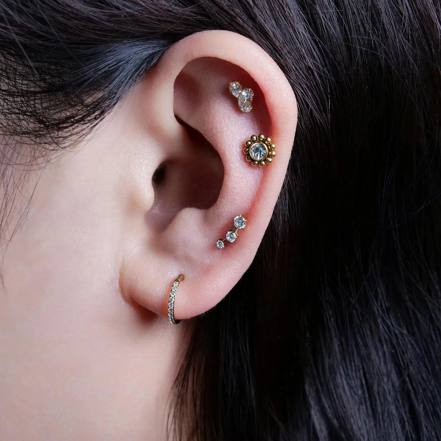 limerencia 18g Titanium Internally Threaded Piercing Jewelry 2PCS Nose Studs Flat Back Earrings Tragus, Helix, Cartilage, Conch, Labret Piercing for Women Men Sensitive Ears