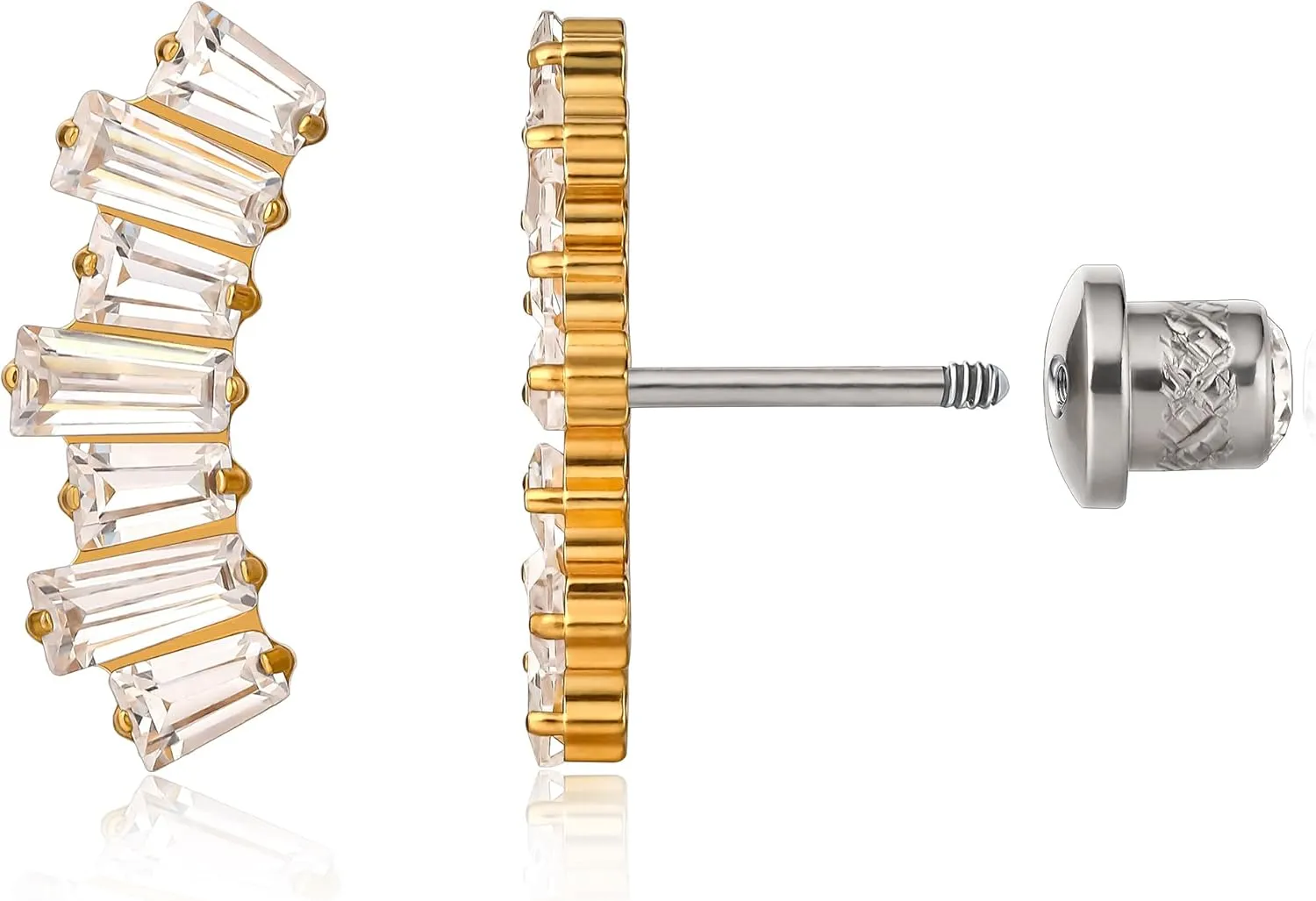 limerencia 20G Hypoallergenic Titanium Screw Back Earrings G23 Implant Grade F136 Piercing Post for Sensitive Ears Tragus Helix Cartilage