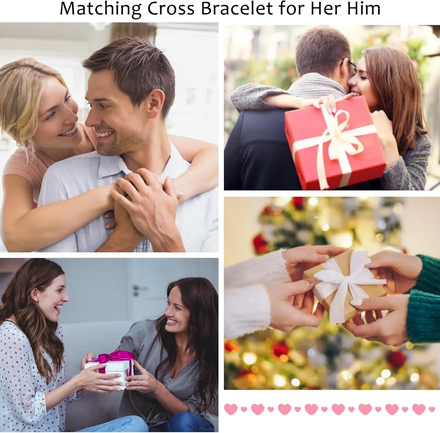 LINY Braided Rope Matching Couples Bracelet Cross Promise Bracelets for Couples Best Friend Anniversary Birthday Promise Faith Gifts for Girlfriend Boyfriend Wife Husband