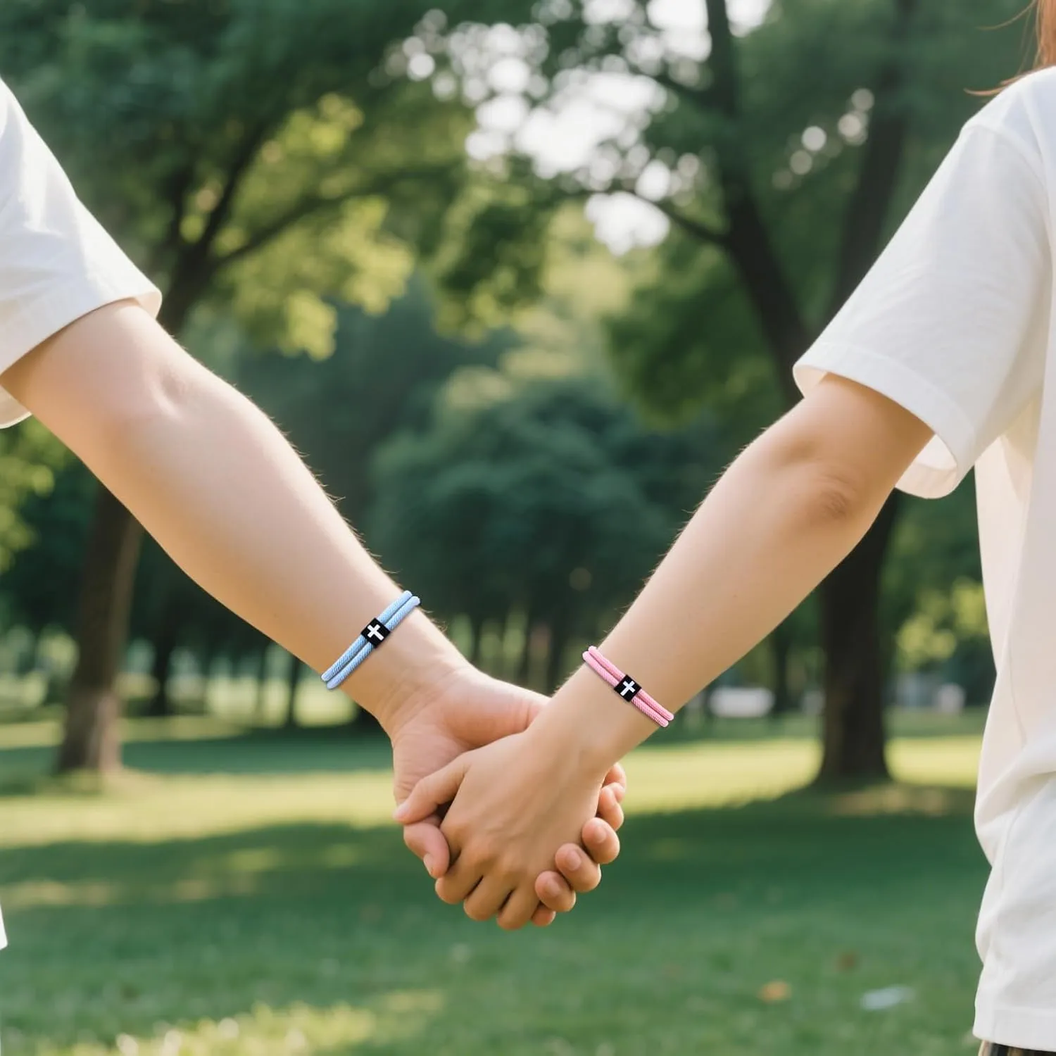LINY Braided Rope Matching Couples Bracelet Cross Promise Bracelets for Couples Best Friend Anniversary Birthday Promise Faith Gifts for Girlfriend Boyfriend Wife Husband