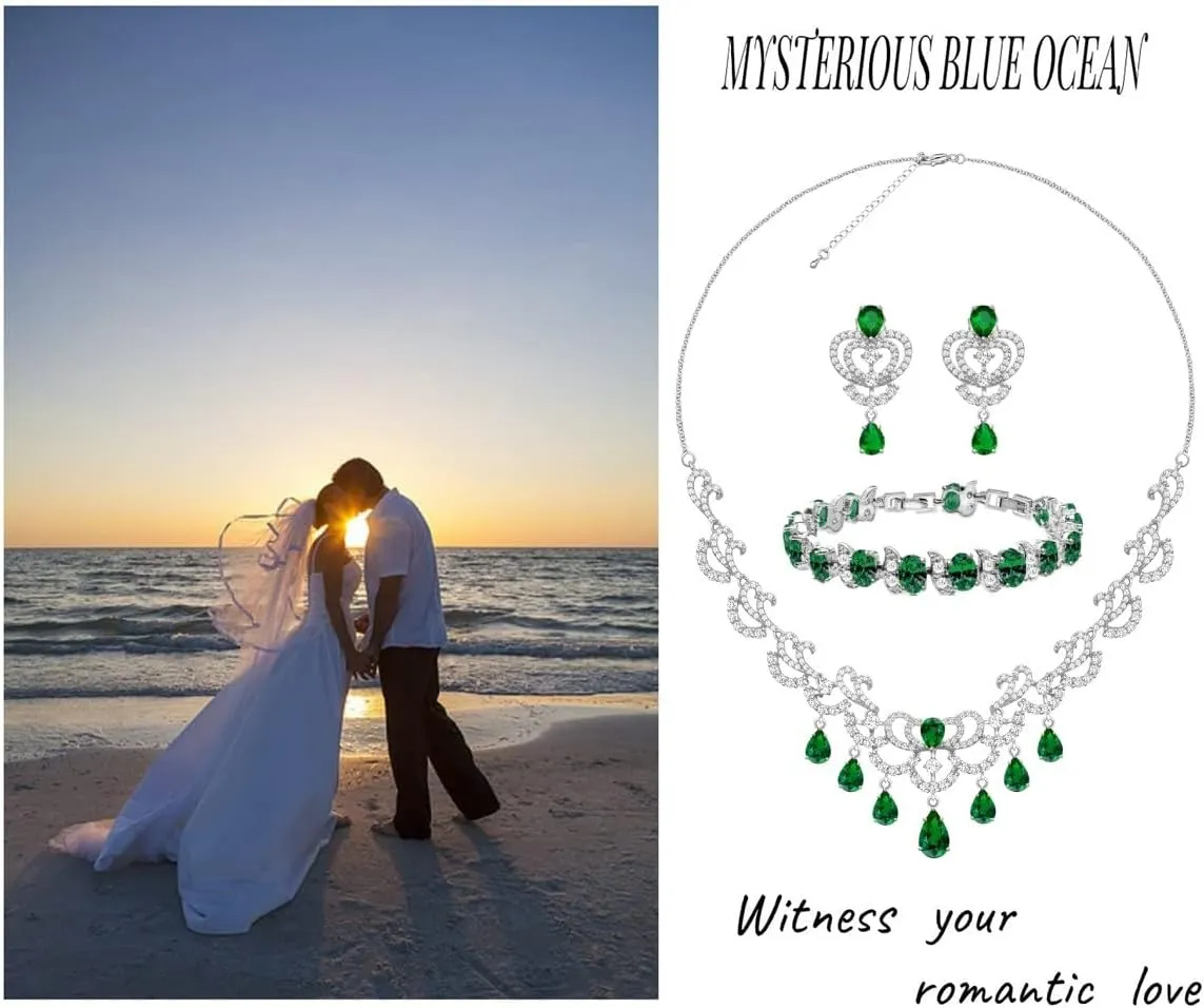 LMXXVJ Wedding Jewelry Set for Bride - Platinum Plated Necklace Earrings Set,Wedding/Birthday/Anniversary Mothers Day Prom Jewelry Gifts for Mom/Wife/Sister/Best Friend/Bridesmaid