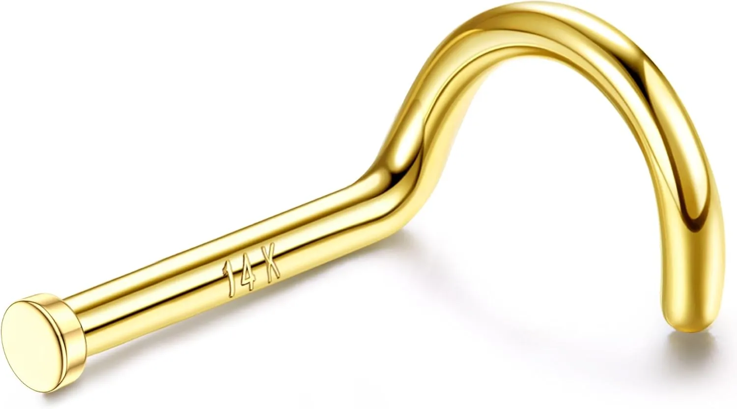 LOYALLOOK 14K Real Gold Nose Rings - Solid Gold Piercing Jewelry in 18G, 20G, L Shape & Corkscrew Styles, Hypoallergenic for Women & Men, 1.5mm, 2mm Flat Top