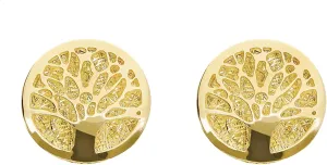 Lucchetta - 14 karat Yellow Gold Tree of Life Studs | 14k Solid Gold Earrings for Women | diameter 0.39in