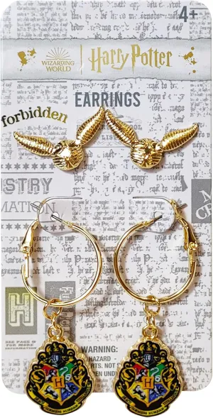 LUV HER Harry Potter Earrings 2 Hypoallergenic Earrings for Girls 1 Stud Earring 1 Fishhook Drop Earring Sets with Charms One Size Fits All Jewelry for Women Accessories Ages 4 