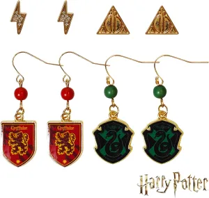LUV HER Harry Potter Earrings 4 Hypoallergenic Earrings for Girls 2 Stud Earring 2 Fishhook Drop Earring Sets with Charms One Size Fits All Harry Potter Jewelry for Women Accessories Ages 4 