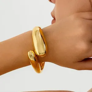 Luxury Trendy Gold Heavy Metal Bangles | Irregular Geometric Cuff Bracelet for Women