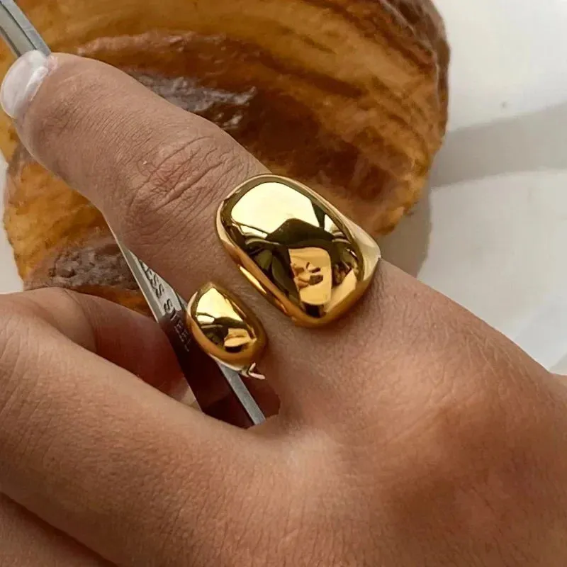 Luxury Trendy Gold Heavy Metal Bangles | Irregular Geometric Cuff Bracelet for Women