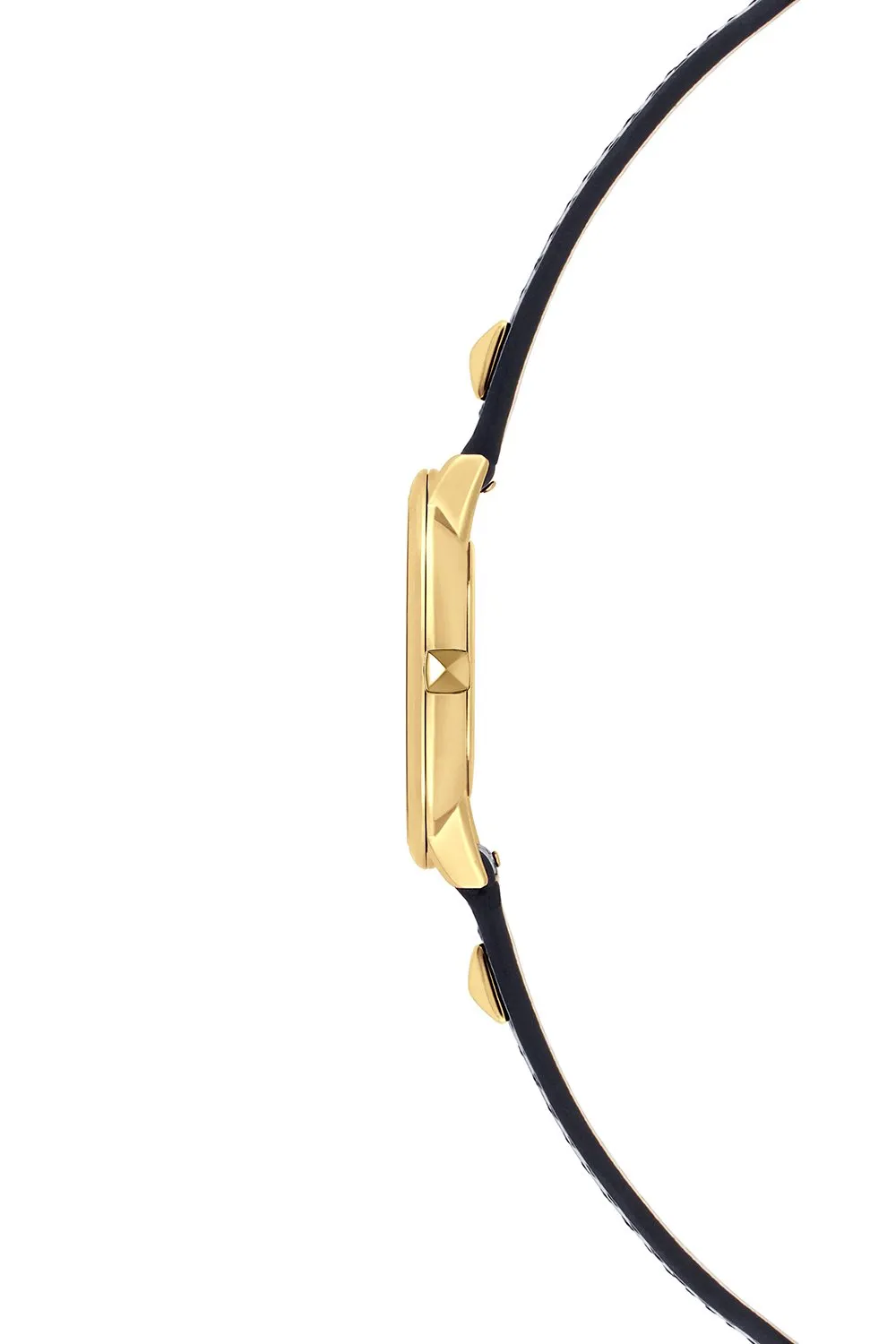 Major Gold Tone Pyramid Studded Leather Watch, 35MM