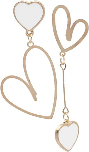 MALOYANVE Heart Asymmetrical Earrings for Women Cute Hollow Solid Love Hypoallergenic Stainless Steel Dangling Stud Earrings Valentine's Day Anniversary Jewelry Gifts