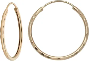 MAZZERI 14k Diamond Cut Gold Hoop Earrings, 1-mm, Hypoallergenic, Round Endless Closure Hoops for Pierced Ears
