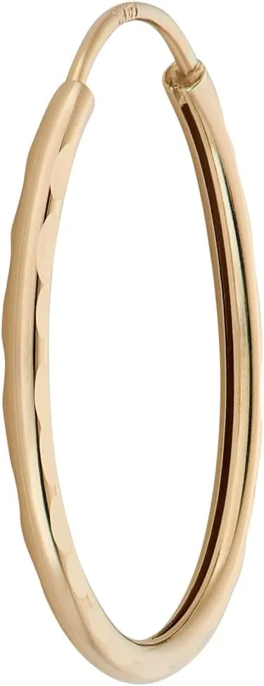 MAZZERI 14k Diamond Cut Gold Hoop Earrings, 1-mm, Hypoallergenic, Round Endless Closure Hoops for Pierced Ears