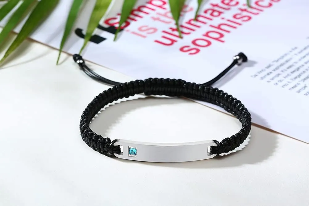 MEALGUET Personalized Stainless Steel Braided Rope Adjustable Hollow Heart Couples Bracelet Distance Matching Bracelets for him and her, His Hers Handmade Macrame Couple Lover Bracelet