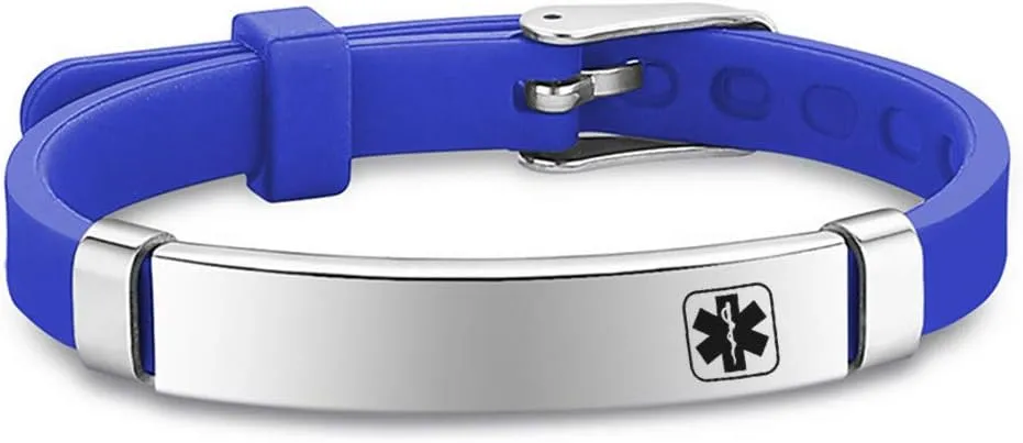 Medical Alert Personalized Adjust ID Bracelet Set Custom Medic Allergy Wristbands Food Drug Allergies Medical ID Bracelets Emergency Jewelry for Son,Daughter,4 Packs