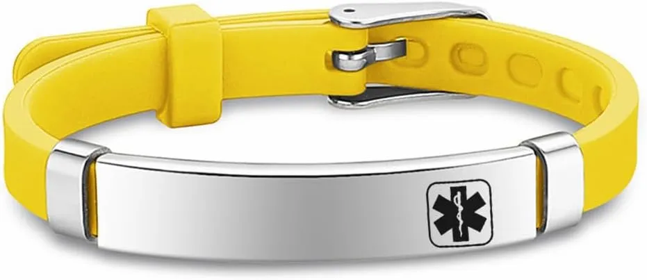 Medical Alert Personalized Adjust ID Bracelet Set Custom Medic Allergy Wristbands Food Drug Allergies Medical ID Bracelets Emergency Jewelry for Son,Daughter,4 Packs