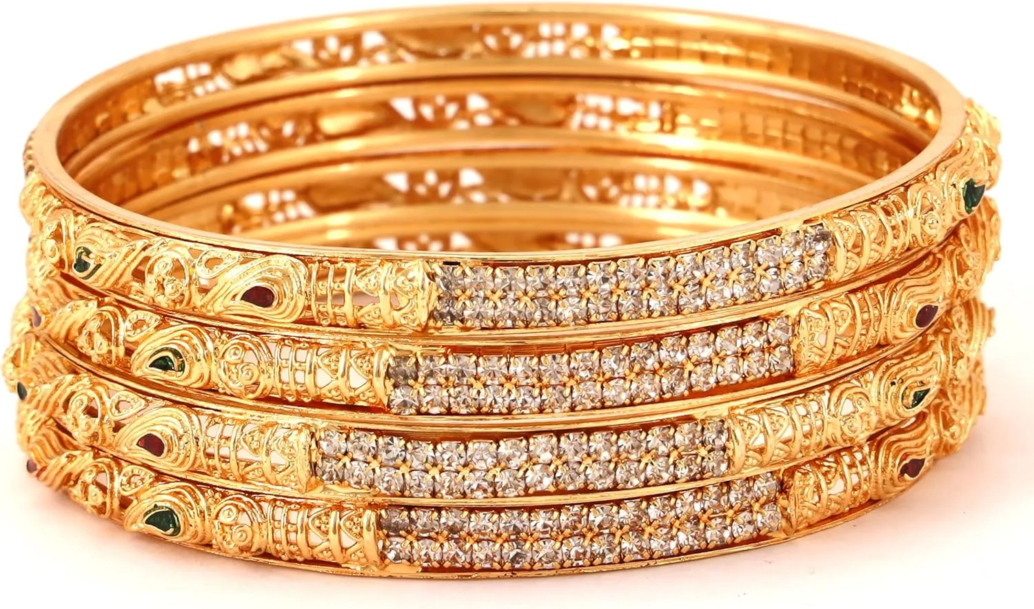 Meenakshi imitation Set of 4 Indian Rajasthani Handmade Gold Plated Micro Minakari With Stone Bangles Traditional Ethnic Designer Jewelry Bangle Bracelets