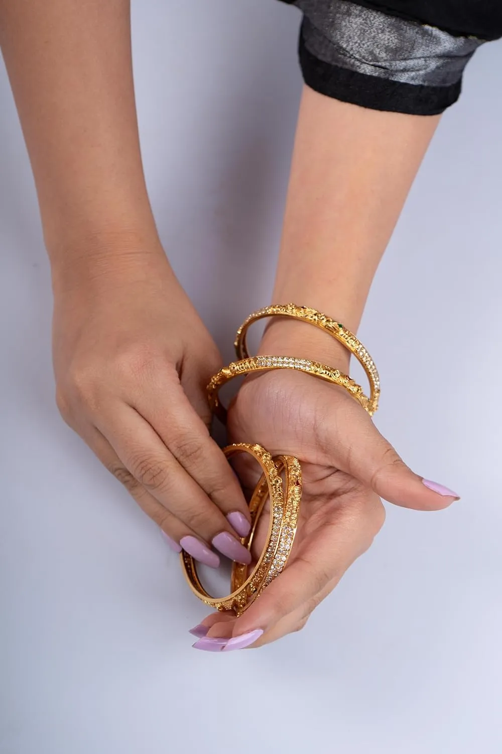 Meenakshi imitation Set of 4 Indian Rajasthani Handmade Gold Plated Micro Minakari With Stone Bangles Traditional Ethnic Designer Jewelry Bangle Bracelets