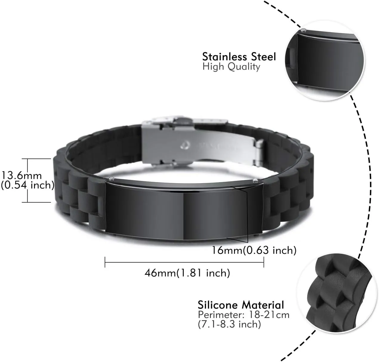 MeMeDIY TO MY SON Love From Mom and Dad Courage Inspirational Bracelets Personalized Graduation Gifts for Son Stainless Steel Rubber Adjustable Wristband Birthday Gift