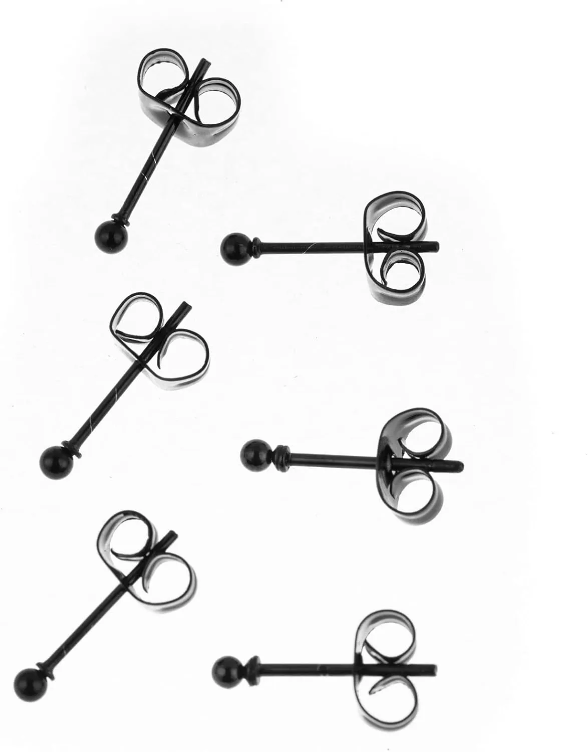 Memsion 316L Surgical Steel Earrings Hypoallergenic Black Ball Stud Earrings Set for Women Men Girls Nickel Free Cartilage Ear Rings