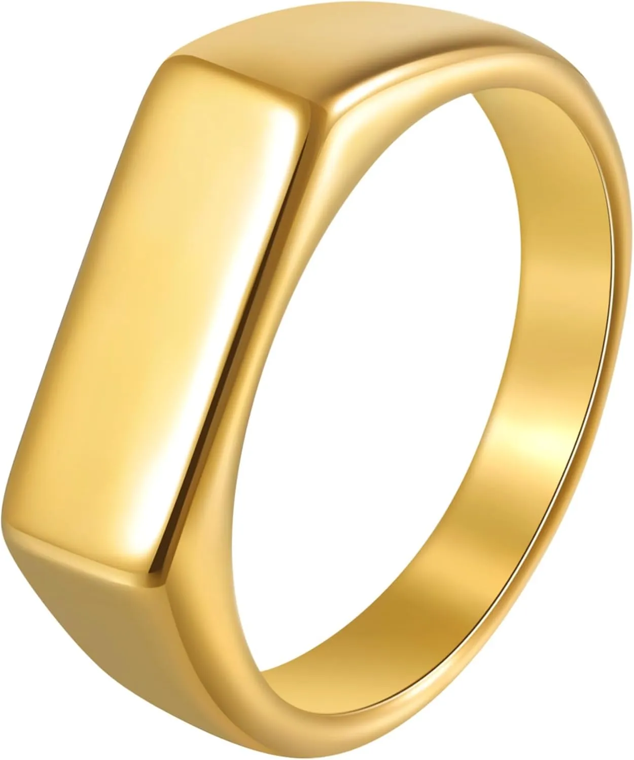 Mens Stainless Steel Signet Rings Silver/Black/Gold Square Pinky Ring for Men Women Cool Ring for Him Her Dad Mom