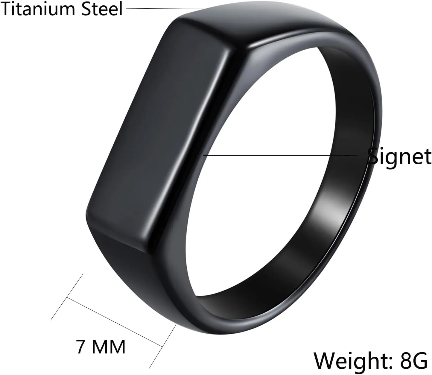 Mens Stainless Steel Signet Rings Silver/Black/Gold Square Pinky Ring for Men Women Cool Ring for Him Her Dad Mom