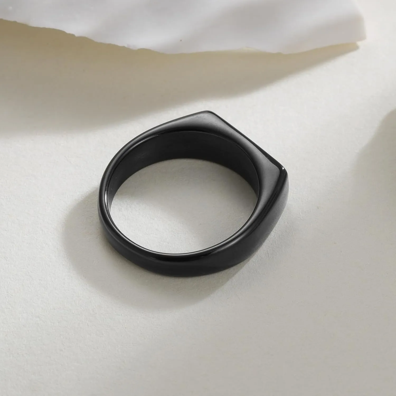 Mens Stainless Steel Signet Rings Silver/Black/Gold Square Pinky Ring for Men Women Cool Ring for Him Her Dad Mom