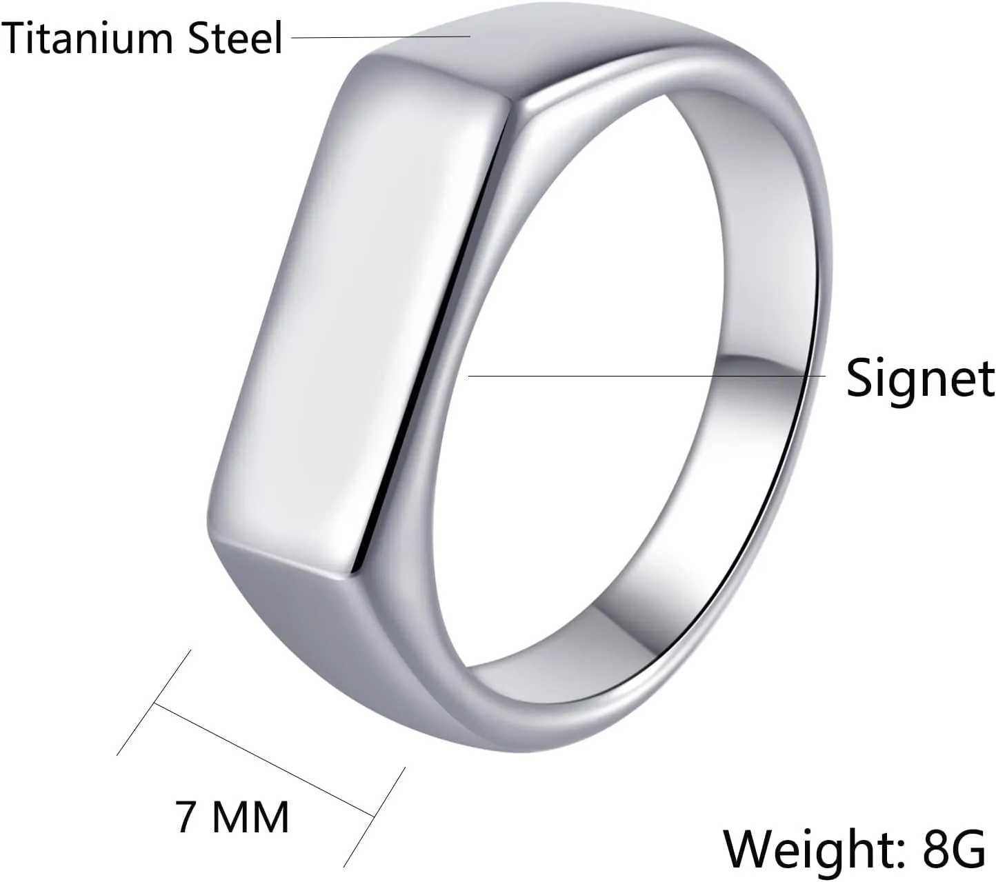 Mens Stainless Steel Signet Rings Silver/Black/Gold Square Pinky Ring for Men Women Cool Ring for Him Her Dad Mom