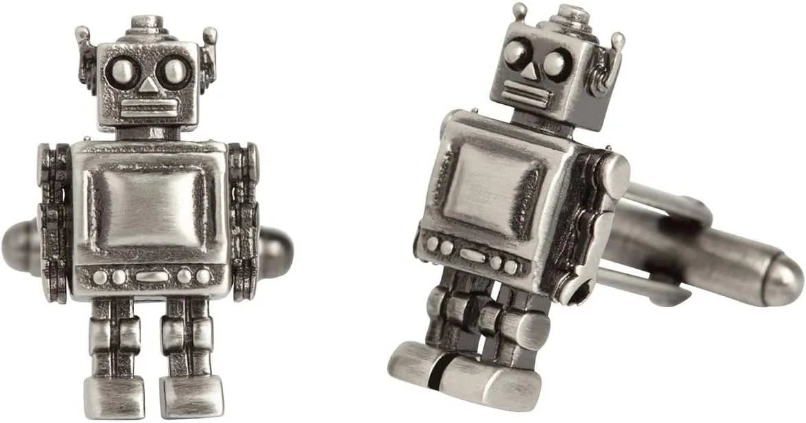 Mens West End Robot Cufflinks - Silver