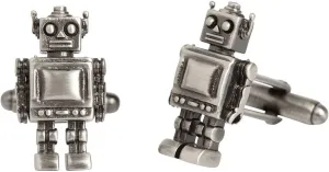 Mens West End Robot Cufflinks - Silver