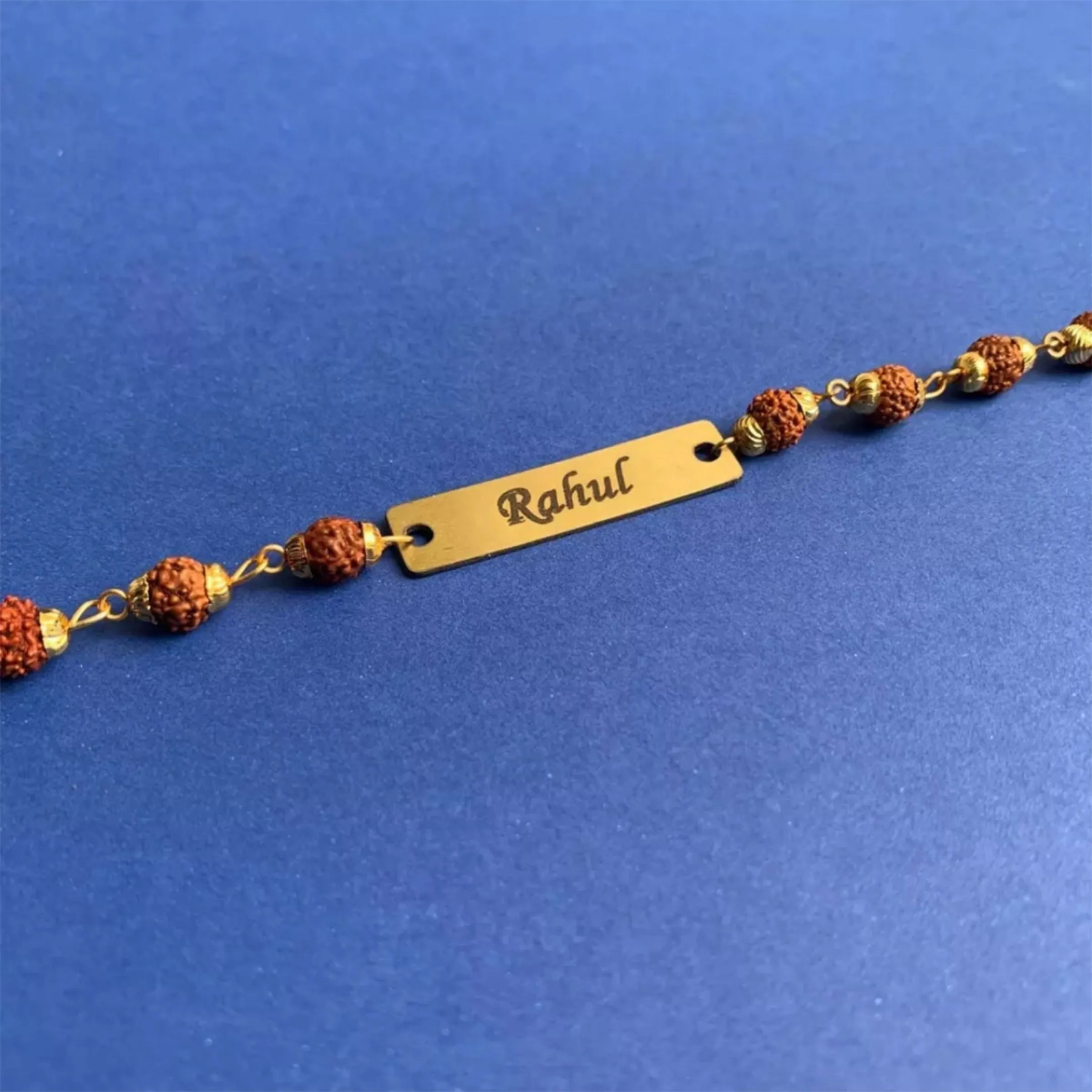 Metal Premium Rudraskha Rakhi with Name 2024 | Raksha Bandhan