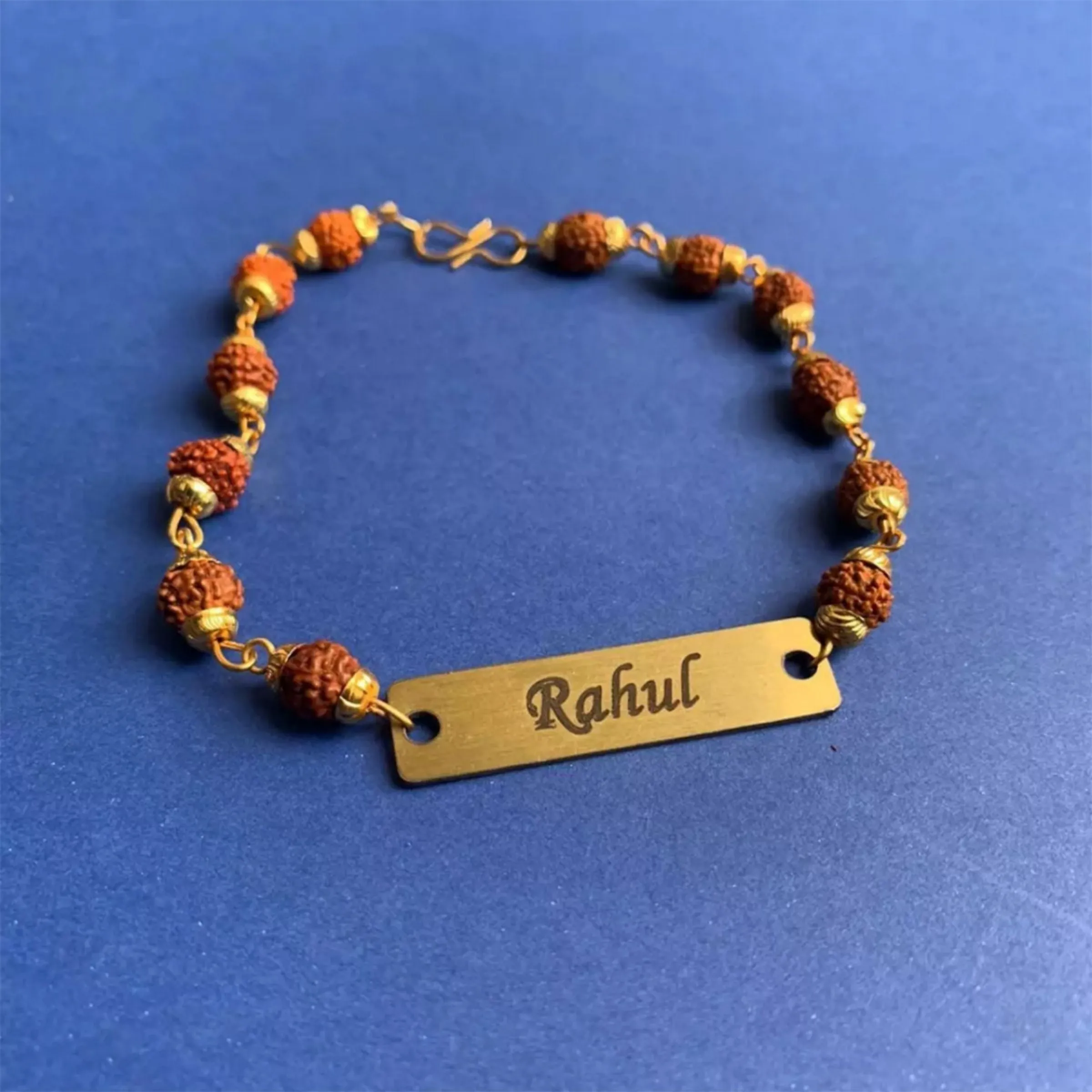 Metal Premium Rudraskha Rakhi with Name 2024 | Raksha Bandhan