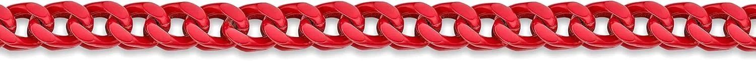 Metro Jewelry 22 to 30 Inches Long Stainless Steel Red Acrylic Necklace for Men 5 mm Wide Thick Franco Chain Lobster Claw