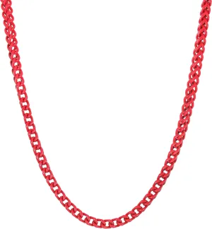 Metro Jewelry 22 to 30 Inches Long Stainless Steel Red Acrylic Necklace for Men 5 mm Wide Thick Franco Chain Lobster Claw