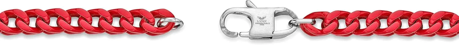 Metro Jewelry 22 to 30 Inches Long Stainless Steel Red Acrylic Necklace for Men 5 mm Wide Thick Franco Chain Lobster Claw