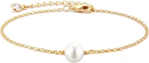 MEVECCO Bracelet for Women 14K Gold Plated Dainty Chain Simple Jewelry Cute Handmade Minimalist for Her