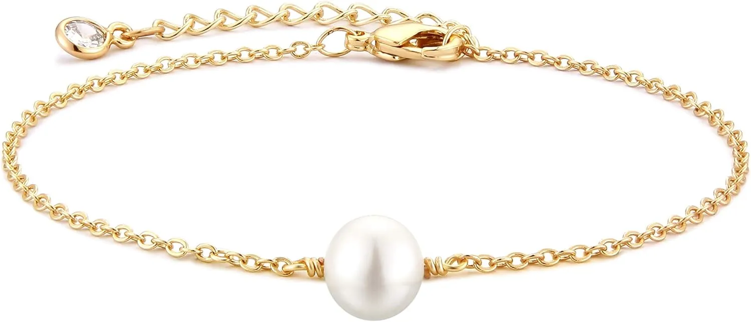 MEVECCO Bracelet for Women 14K Gold Plated Dainty Chain Simple Jewelry Cute Handmade Minimalist for Her
