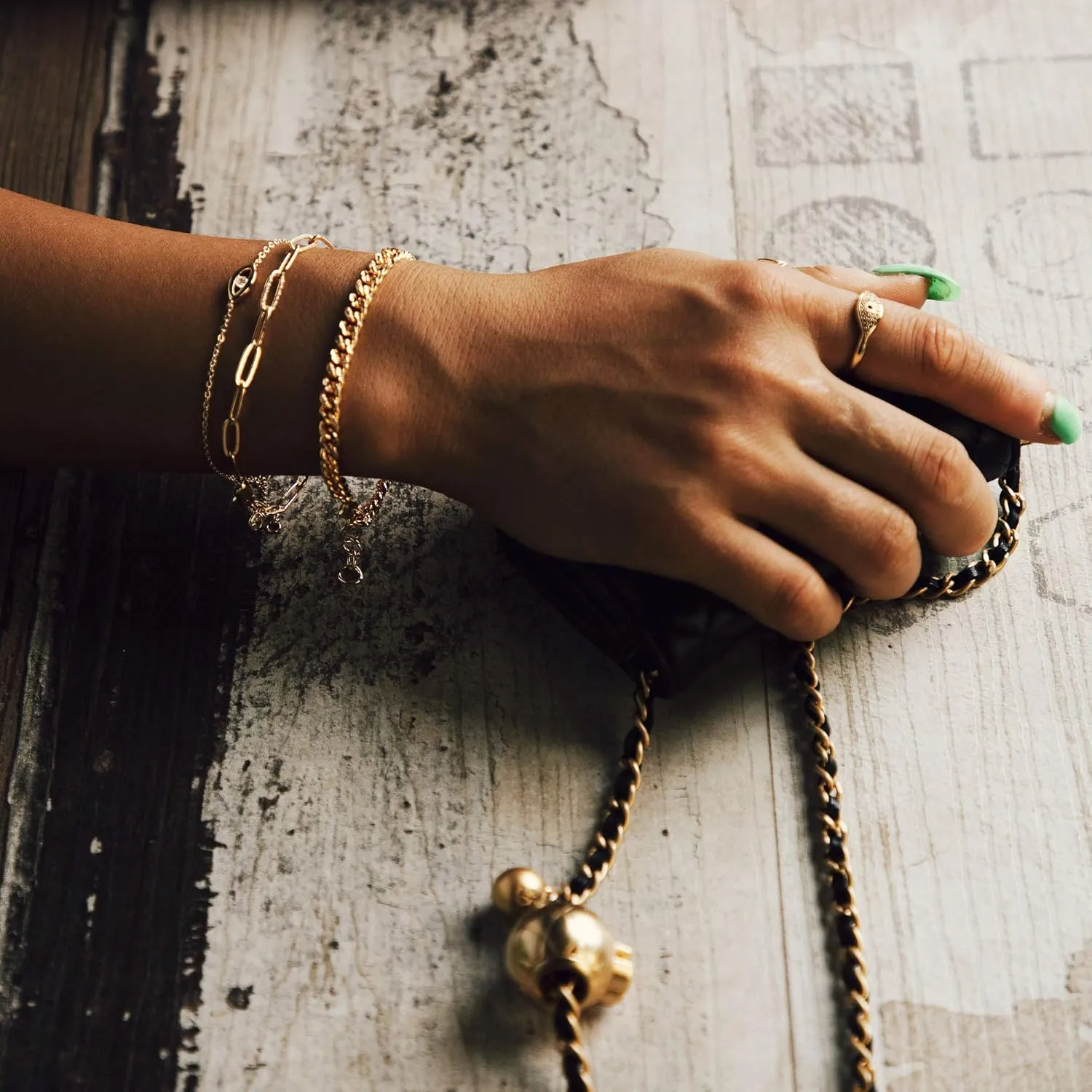 MEVECCO Bracelet for Women 14K Gold Plated Dainty Chain Simple Jewelry Cute Handmade Minimalist for Her