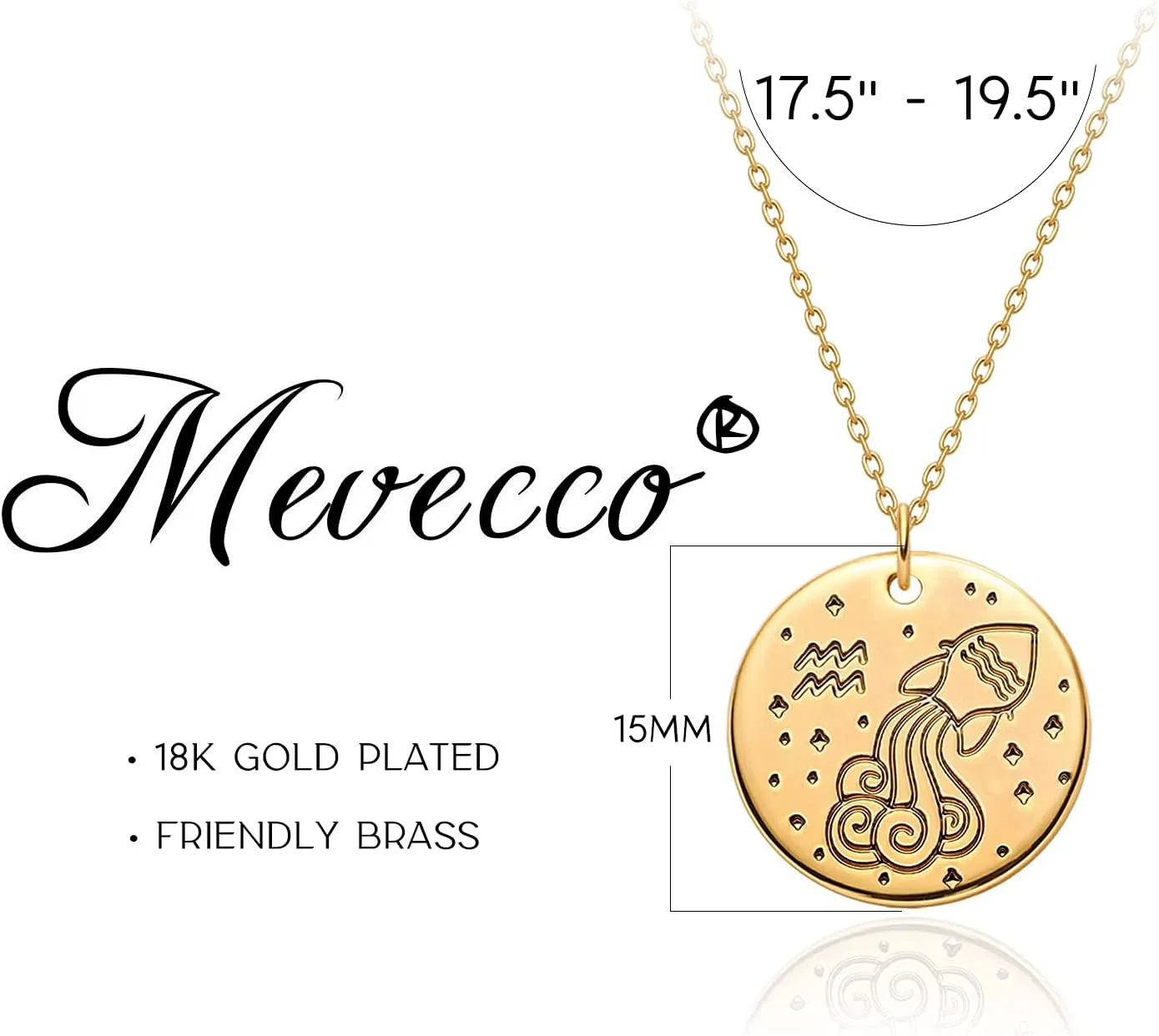 MEVECCO Constellation Disc Coin Necklace 18K Gold Plated Dainty 12 Constellation Personalized Pendant Necklace Gifts