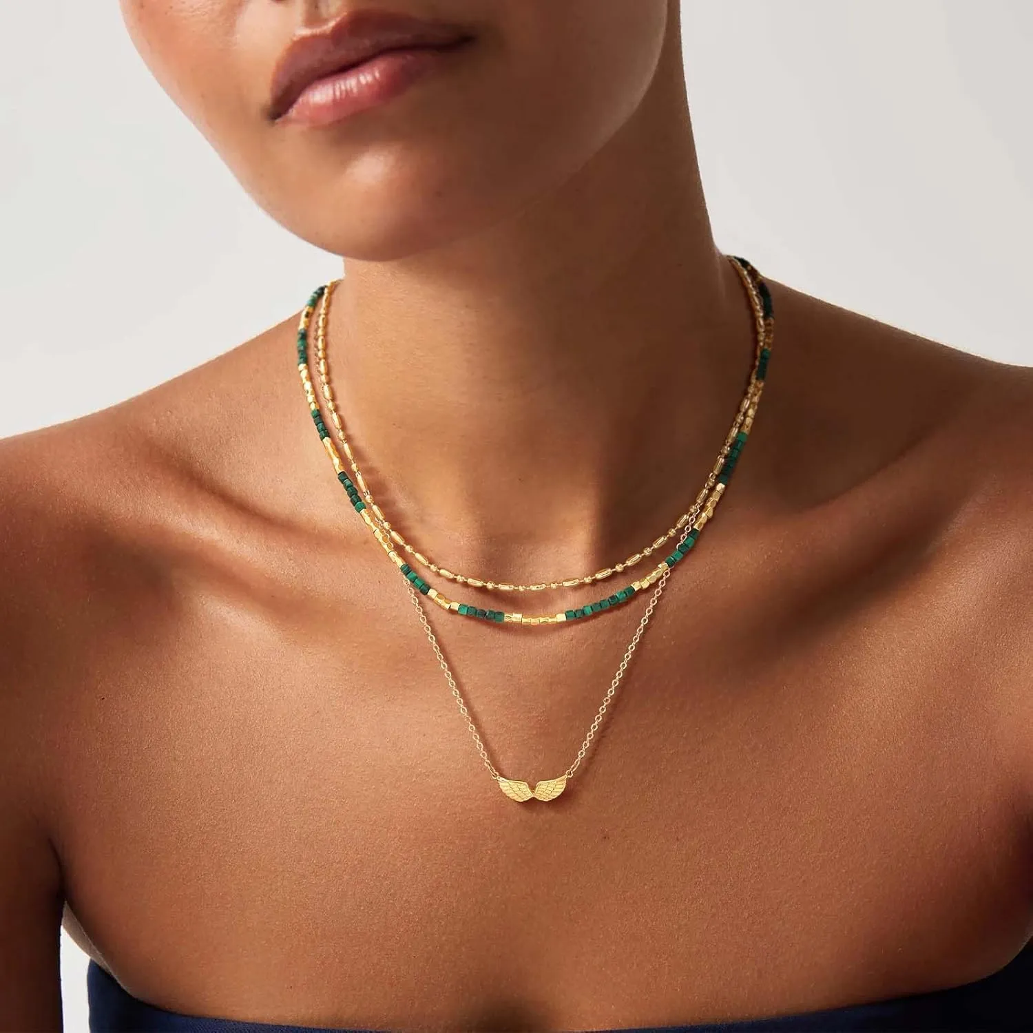 MEVECCO Dainty Gold Choker Necklace for Women 18K Gold Plated Irregular Mixed Beaded Choker Necklace for Her Jewelry Gift