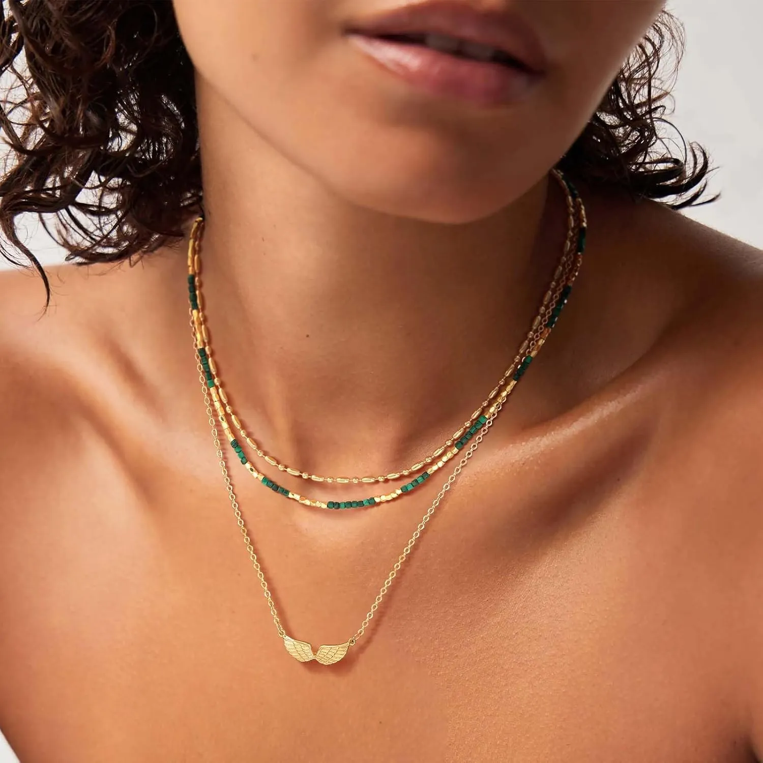 MEVECCO Dainty Gold Choker Necklace for Women 18K Gold Plated Irregular Mixed Beaded Choker Necklace for Her Jewelry Gift