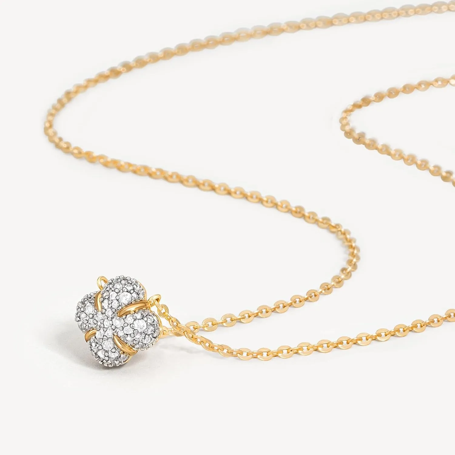 MEVECCO Dainty Gold Necklace For Women 18k Gold Plated Full CZ Pendant Necklace Handmade Necklace Jewelry Everyday Wear