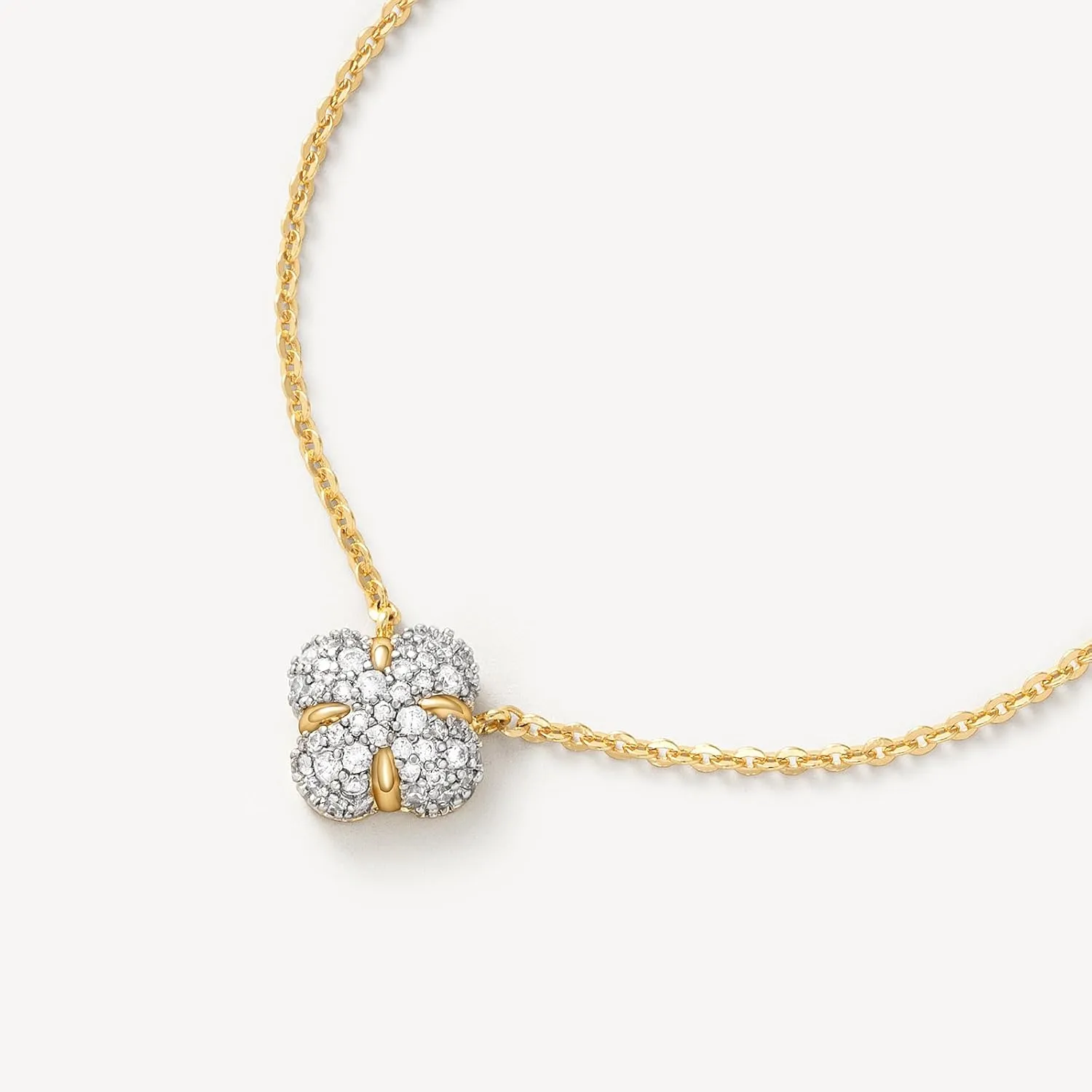 MEVECCO Dainty Gold Necklace For Women 18k Gold Plated Full CZ Pendant Necklace Handmade Necklace Jewelry Everyday Wear