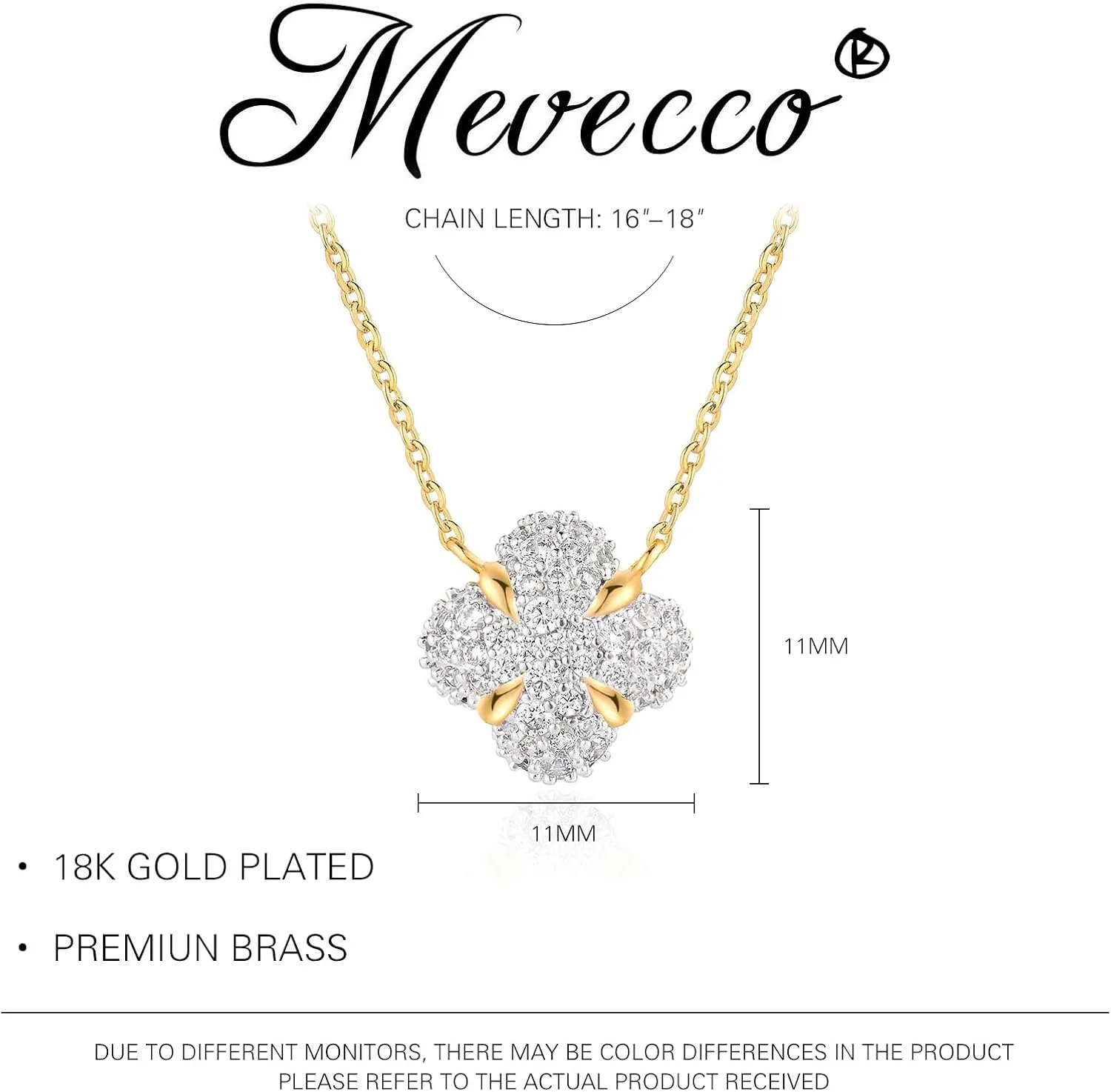 MEVECCO Dainty Gold Necklace For Women 18k Gold Plated Full CZ Pendant Necklace Handmade Necklace Jewelry Everyday Wear