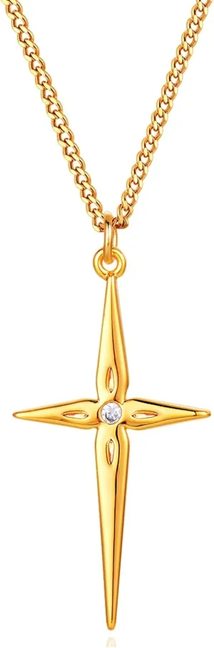 MEVECCO Gold Dainty Cross Necklace for Women,18K Gold Plated Latin CZ Cross Faith Pendant Necklace Minimalist Handmade Crucifix Chain Jewelry Gift